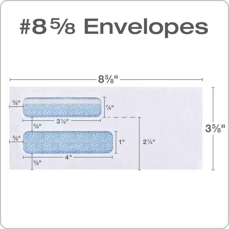 Columbian #8 5/8 Security Envelopes  500/Box  Double Window  3-5/8"" x 8-5/8""  Release & Seal Self Seal  SimplySafe Tamper Evident  White (COLO156) - Image 2